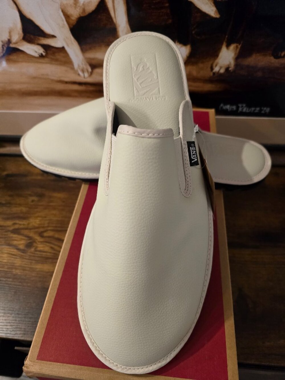 Vans Mountain Mule Slides Bone White Leather VN0A5JI6235 Men's Sz 10 US NEW